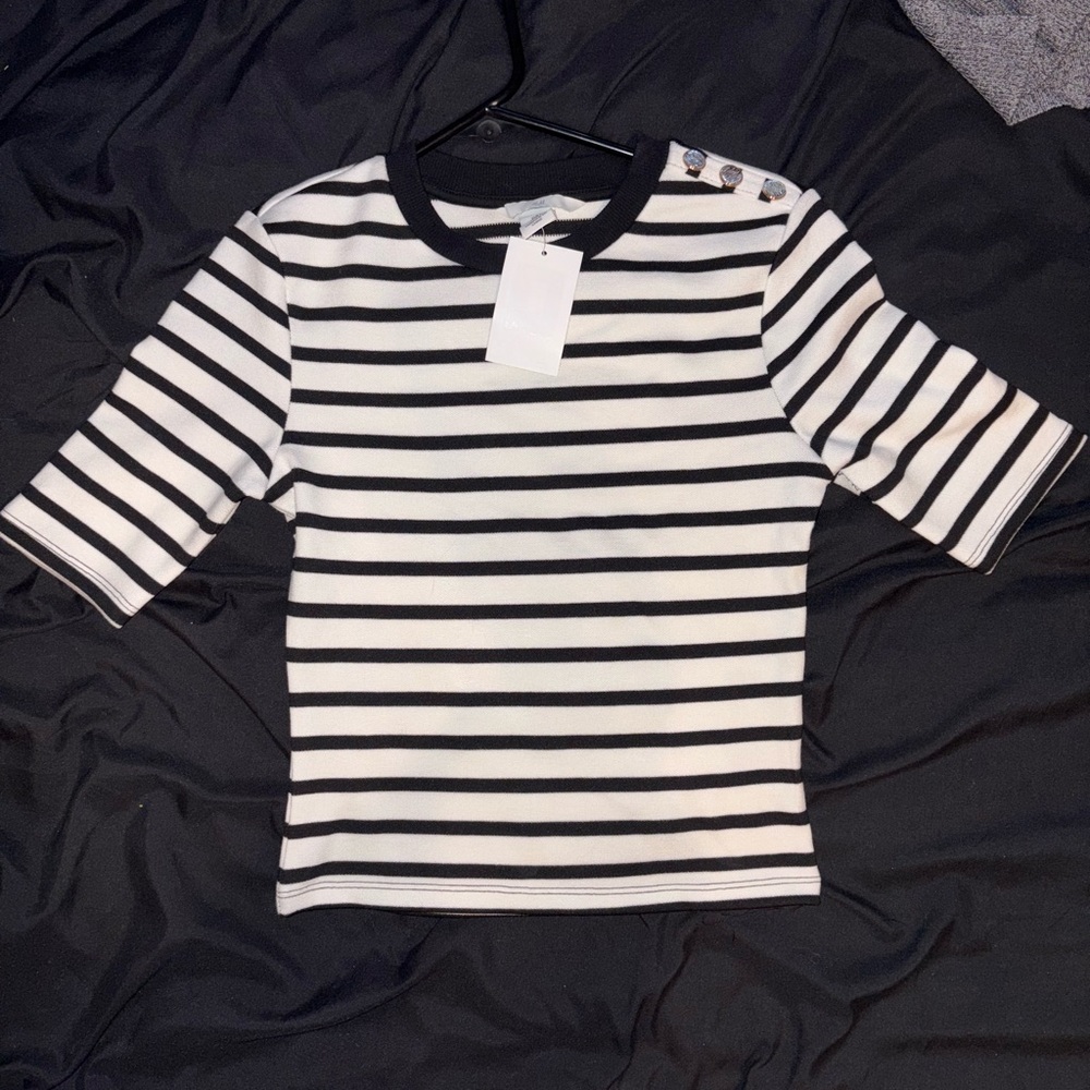 Striped Black and White Women's Top